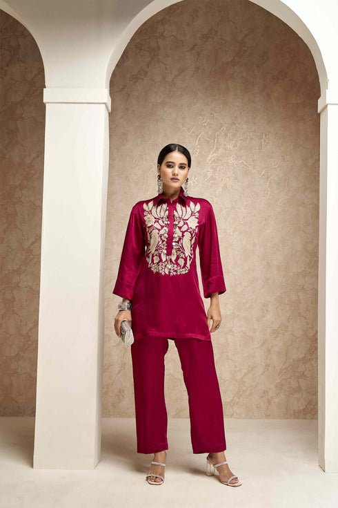 Long Kurta Shirt with Straight Pants