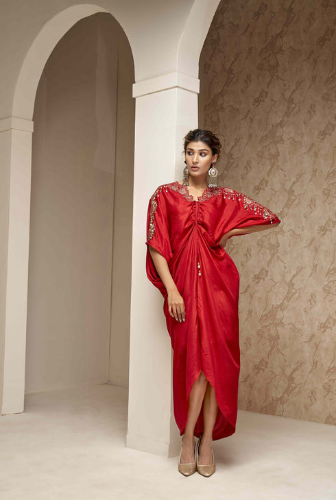 Kaftan with Center Front Drawstring