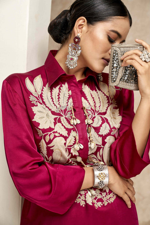 Long Kurta Shirt with Straight Pants