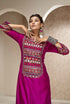 Cotton Silk Tunic with Straight Pants and Shaded Dupatta