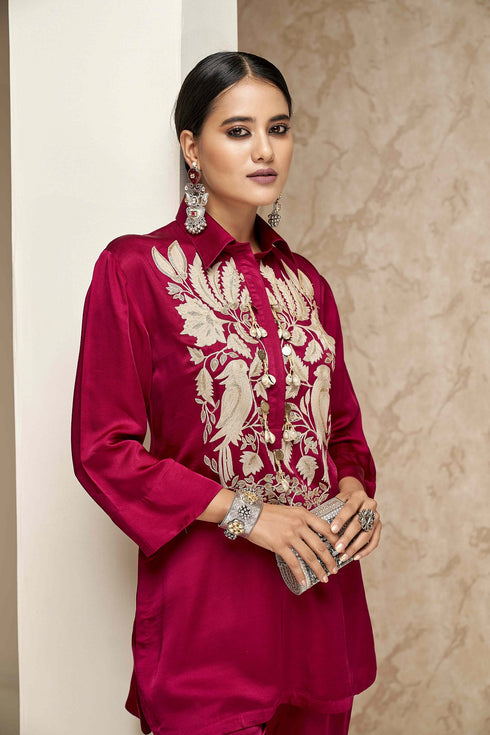 Long Kurta Shirt with Straight Pants