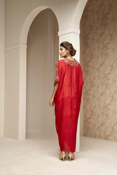 Kaftan with Center Front Drawstring