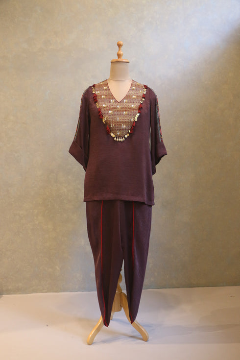 Dhoti Set With Heavily Embroidered Yoke