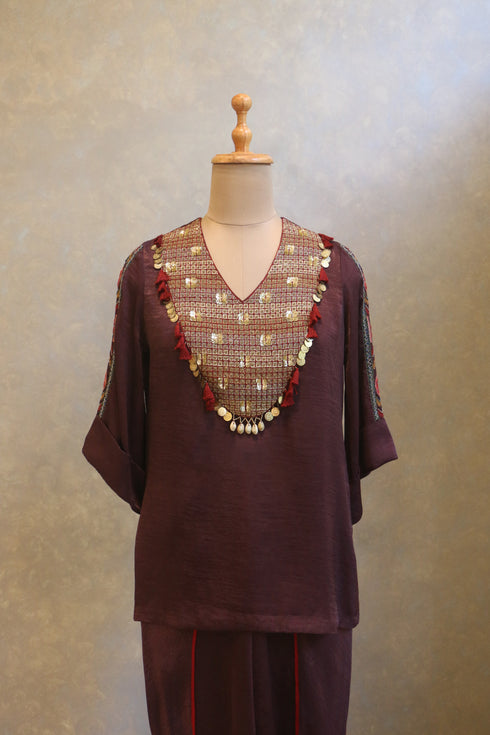 Dhoti Set With Heavily Embroidered Yoke