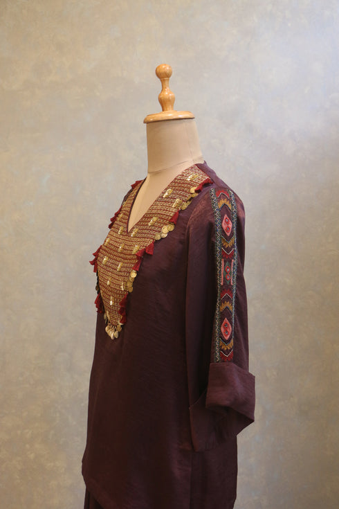 Dhoti Set With Heavily Embroidered Yoke