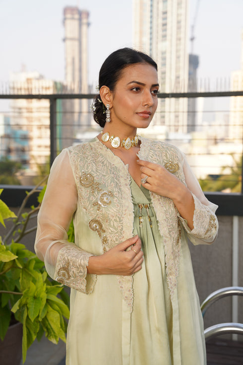 Organza embroidered cape