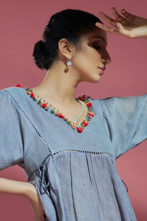 Dark Grey Linen Tunic Dress