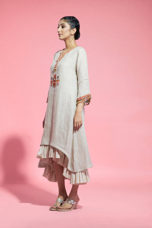 Double Layered, Beige Linen Tunic