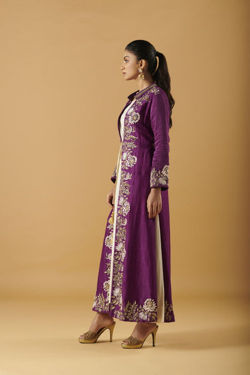 Embroidered Full Sleeve Jacket With Churidar