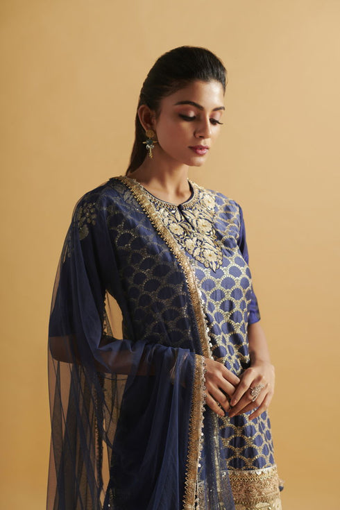 Embroidered Kurti With Sharara