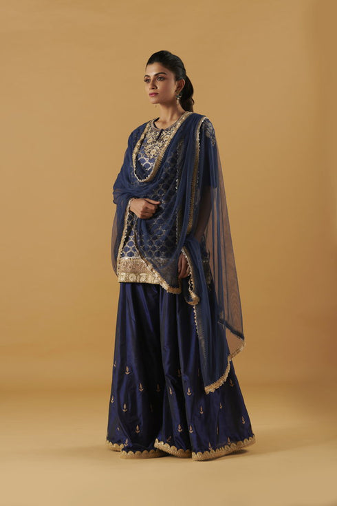 Embroidered Kurti With Sharara