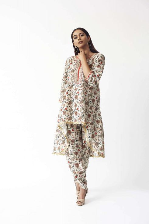 Printed Tunic With Dhoti