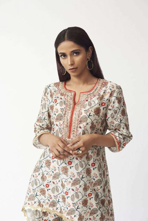 Printed Tunic With Dhoti