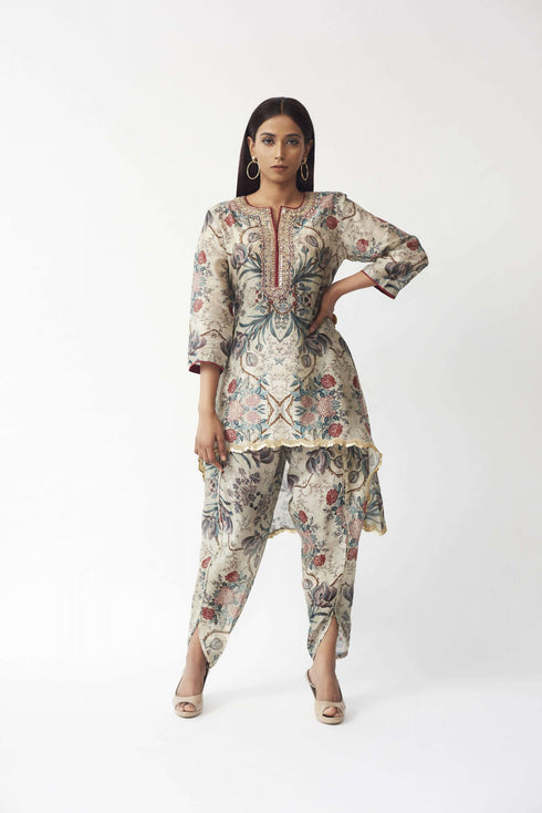 Printed Tunic With Dhoti