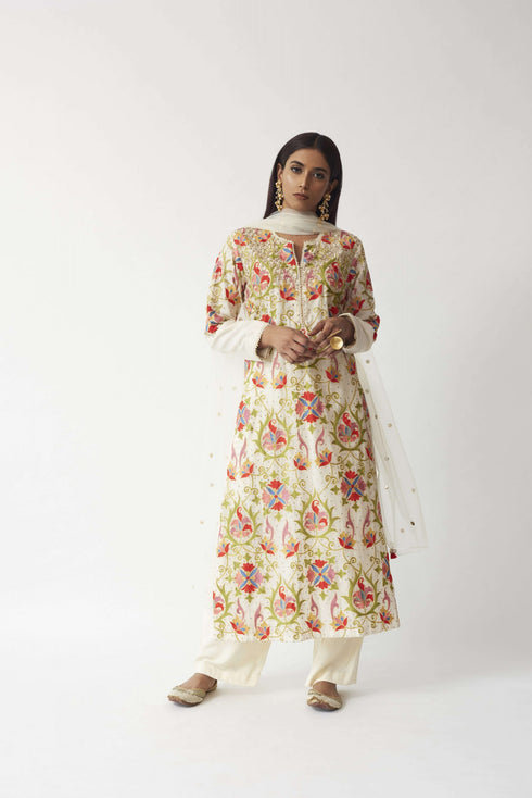 Embroidered Kurta With Palazzo