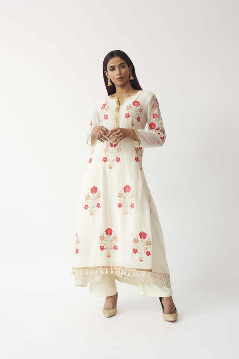 Embroidered Kurta With Palazzo