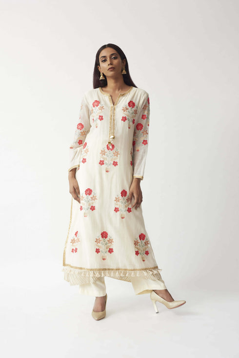 Embroidered Kurta With Palazzo