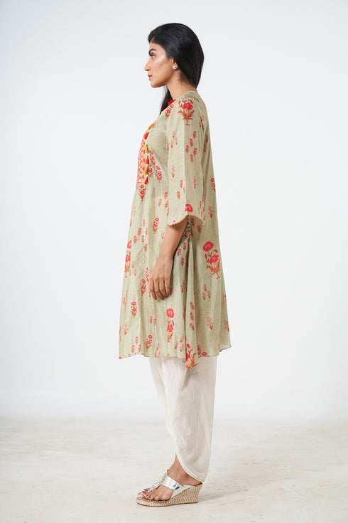 Printed Short Kurti With Dhoti