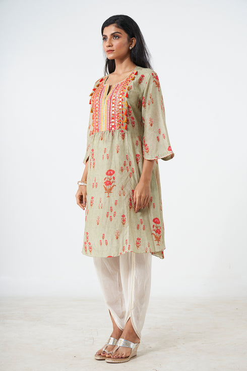 Printed Short Kurti With Dhoti