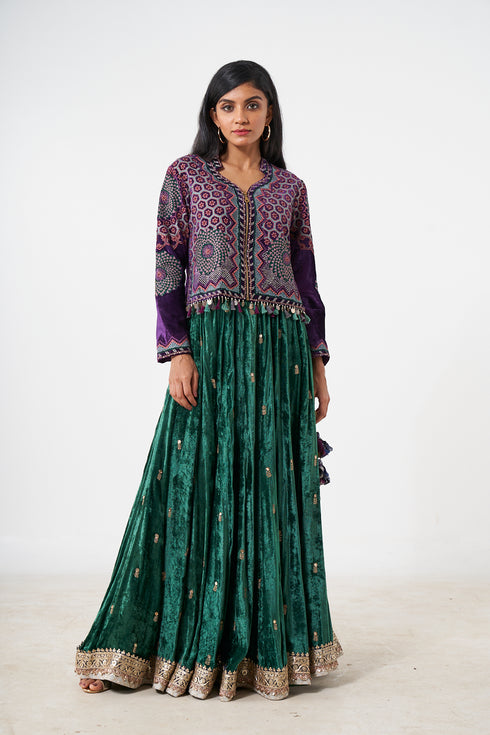 Ghaghara With Contemporary Tribal Motif Jacket