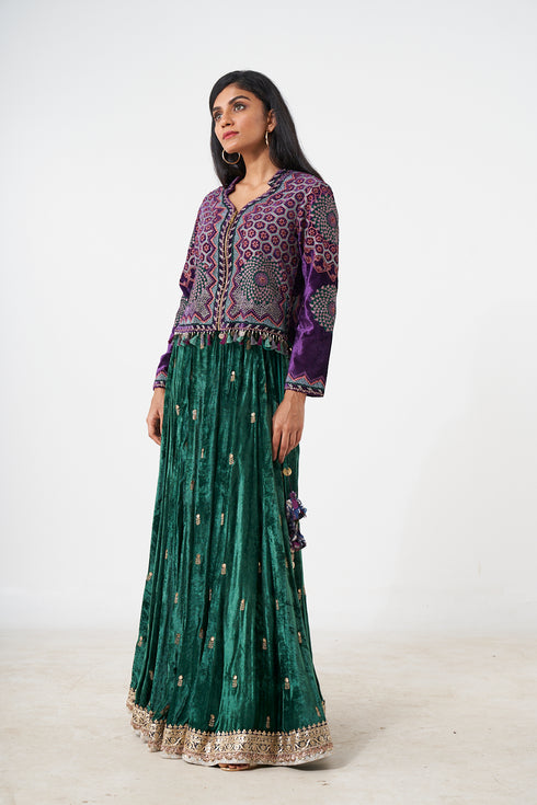 Ghaghara With Contemporary Tribal Motif Jacket