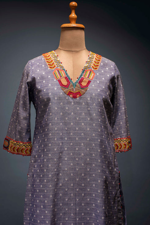 Blue Jamdani Tunic