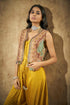 Yellow Beaded Jacket with yellow Bandhani Jumpsuit