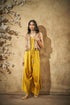 Yellow Beaded Jacket with yellow Bandhani Jumpsuit