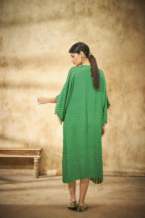 Green Bandhani Straight Cut Tunic