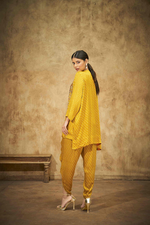 Yellow Bandhani Short Kurtee with long Yoke