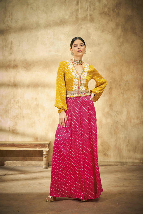 Yellow Bandhani Gara