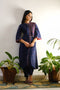 Blue tunic with one side embroidered yoke in ari on chinese collar