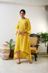 Yellow High-low embroidered Tunic with geometric embroidery in combination of mirror & thread