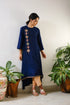 Blue High-low embroidered Tunic geometric embroidery in combination of mirror & thread