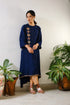 Blue High-low embroidered Tunic geometric embroidery in combination of mirror & thread
