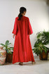 Red High-low embroidered Tunic with combination of mirror & thread