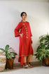 Red High-low embroidered Tunic with combination of mirror & thread
