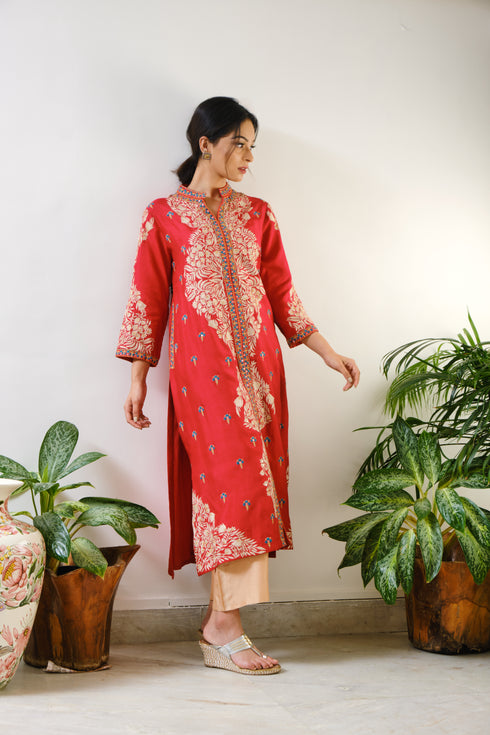 Red embroidered Jacket only with ari motif