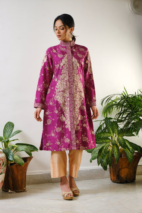 Purple embroidered jacket & jaal embroidery allover with ari motif