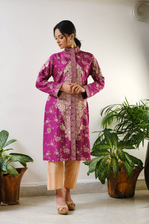 Purple embroidered jacket & jaal embroidery allover with ari motif