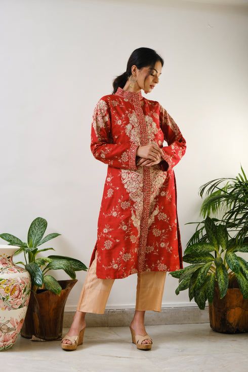 Red embroidered Jacket only with ari motif