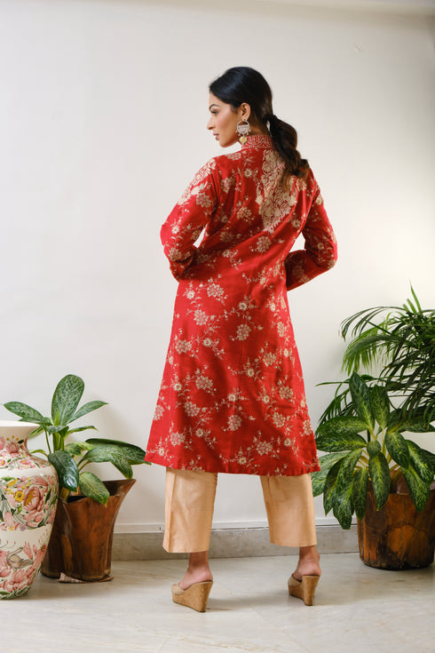 Red embroidered Jacket only with ari motif