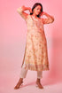 Beige embroidered tunic with organza border