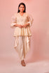 Ivory embroidered peplum top with dhoti