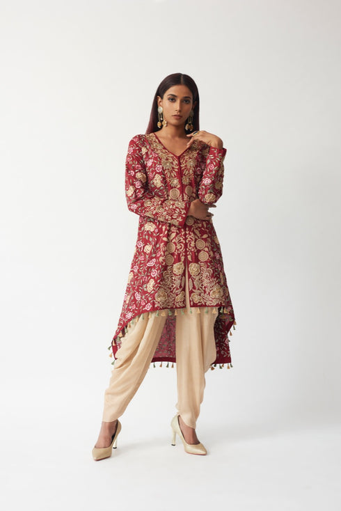 Embroidered Kurti With Dhoti