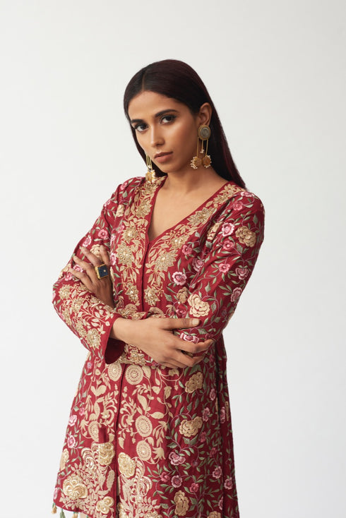 Embroidered Kurti With Dhoti