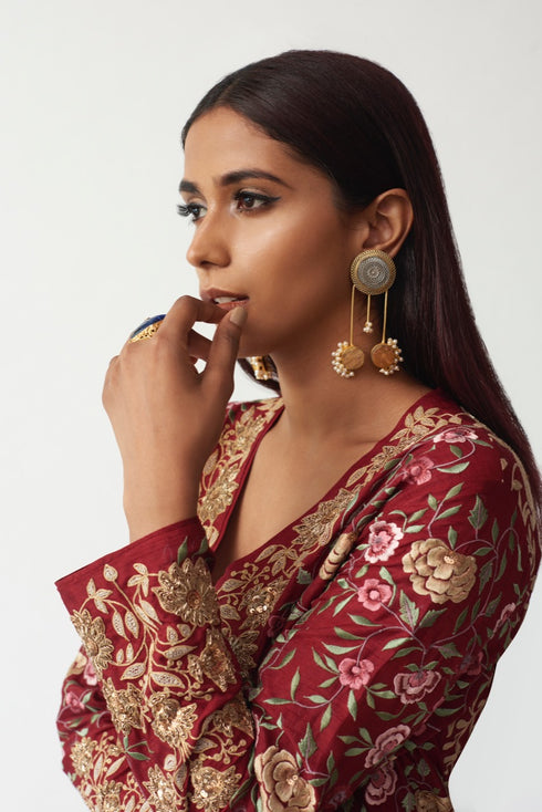 Embroidered Kurti With Dhoti