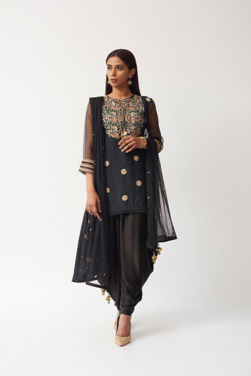 Embroidered Kurti With Dhoti