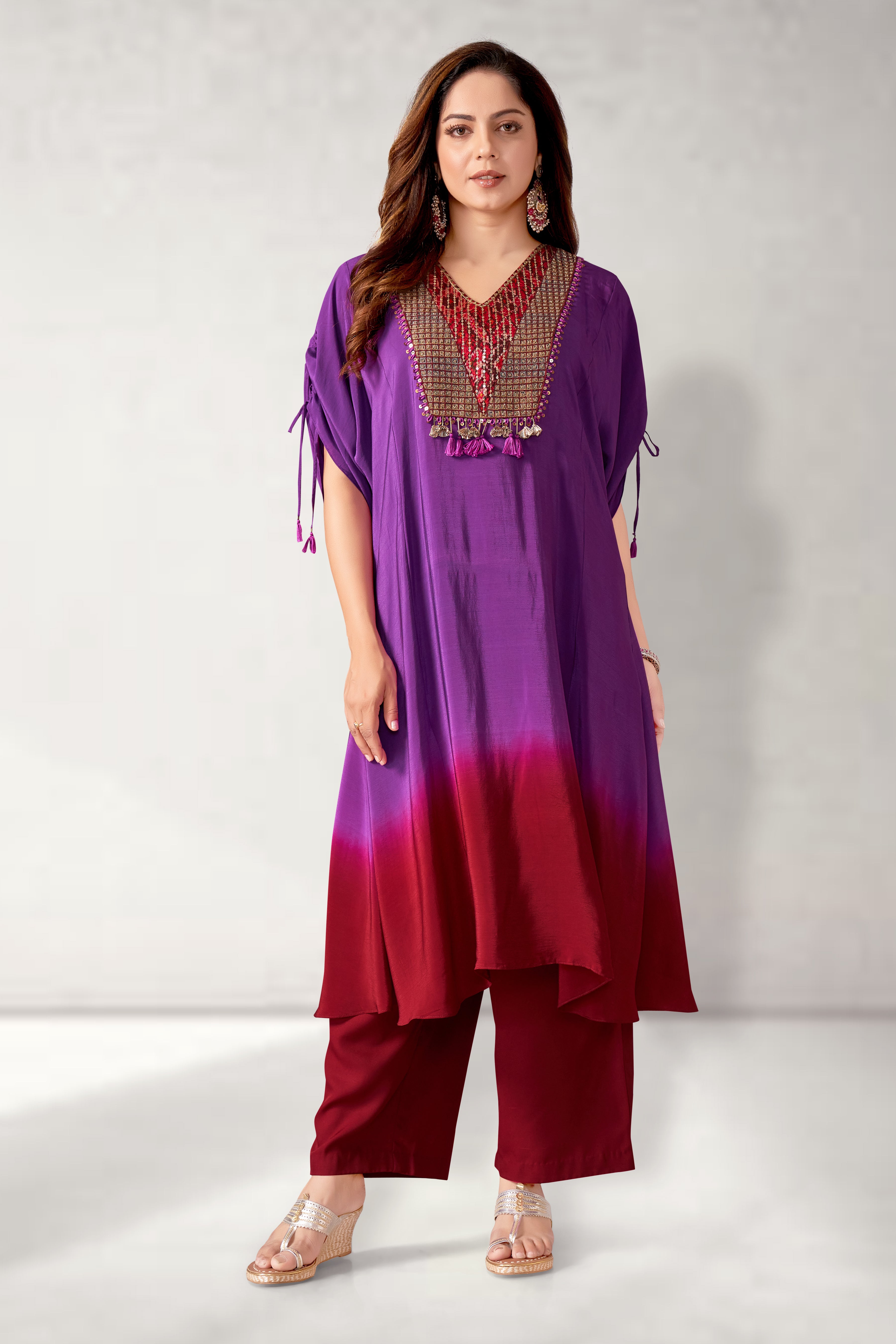 Kaftan set with straight pants