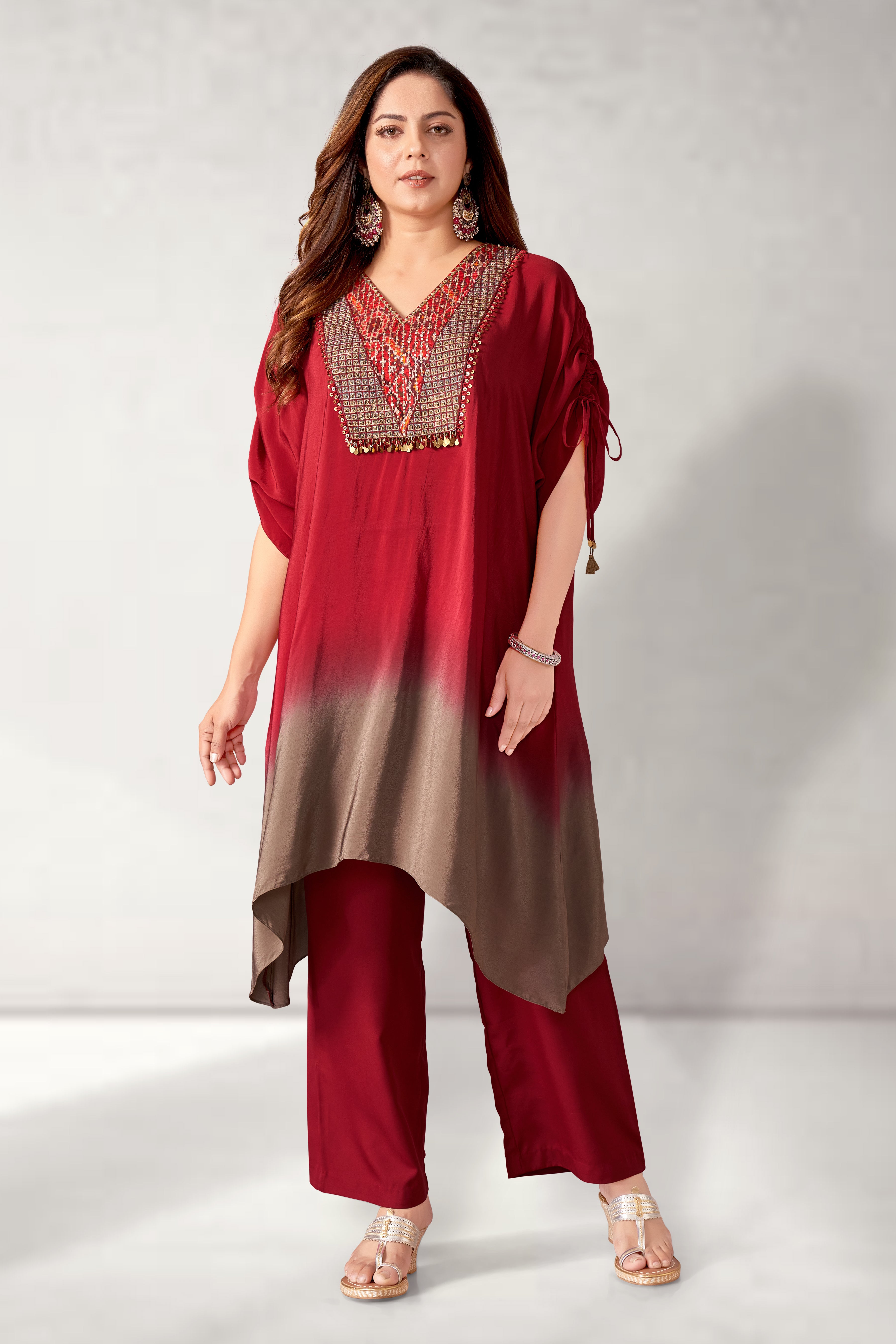 Kaftan set with straight pants